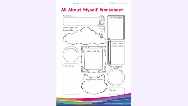 Preview of All About Myself Kindergarten Worksheet