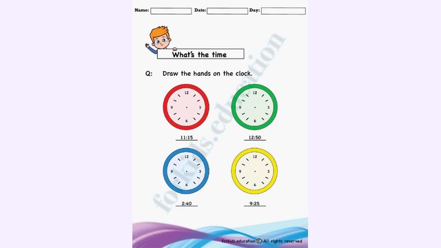 Preview of Time Worksheet | Draw The Hands On The Clock