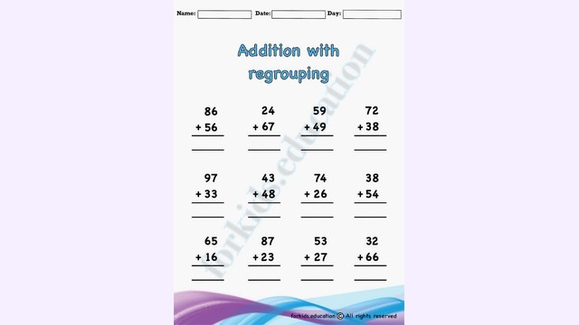 Preview of Addition 2-Digit Number Free Printable