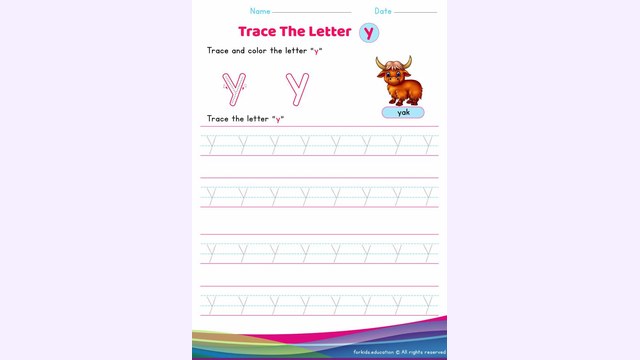 Preview of Lowercase Letter "y" Worksheet