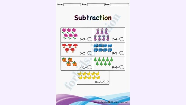 Preview of Subtraction 1st Grade | Free Printable
