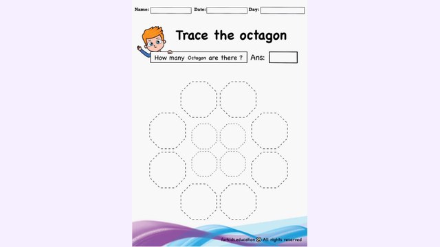 Preview of Trace The Octagons And Color Them | Free printable