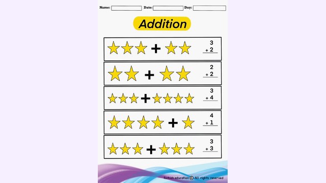 Preview of Free Addition Printable For Kindergarten