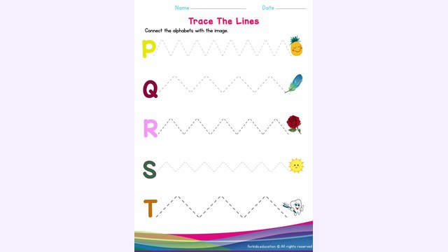 Preview of Zig-Zag Line Tracing Worksheet (P to T)