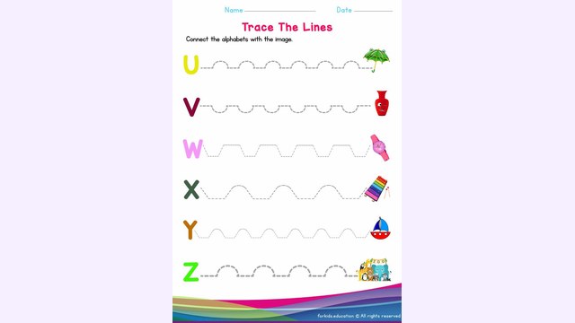 Preview of Walk-Around Line Tracing Worksheet (U to Z)