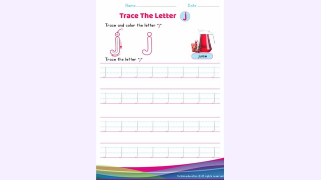Preview of Lowercase Letter "j" Worksheet