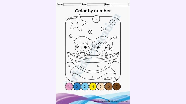 Preview of Color By Number Worksheet For Kindergarten