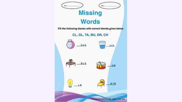 Preview of Missing Words | Fill In The Blank Free Worksheet