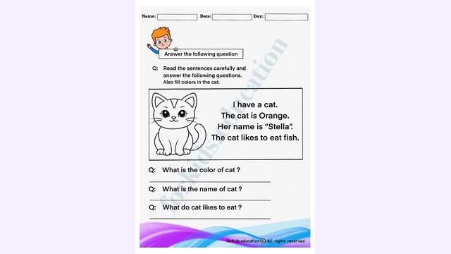 Preview of Reading & Writing | Comprehension Worksheet For Grade 1