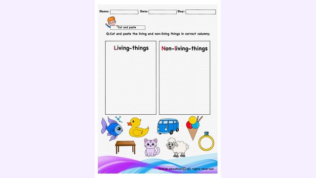 Preview of Living And Non-Living Things | Free Cut And Paste Printable