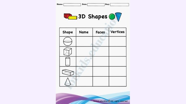 Preview of 3D Shapes Worksheets | For Grade 1