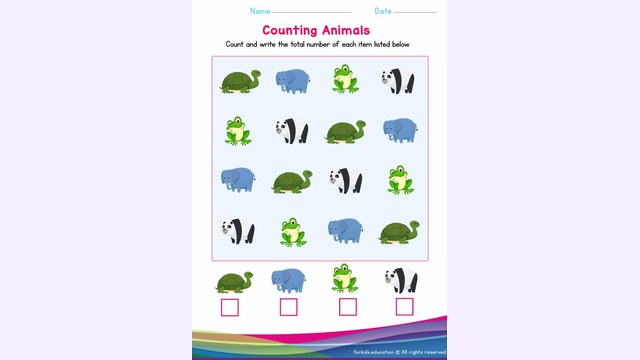 Preview of Count the Numbers Worksheet: Forest Animal Version