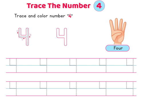 number_4_tracing_worksheets